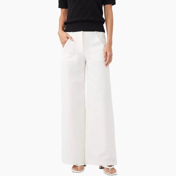 New TRINA TURK Ukelele Wide Leg Pants Women’s SIZE 4 Whitewash